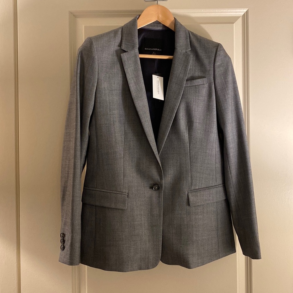 Banana Republic Gray Wool Suit Jacket Blazer